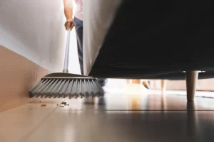 Low section of man working at home